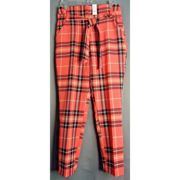 New York & Co Flat Front Dress Pants Hot Pink Black Plaid Size Med Barbi… - Picture 2 of 9